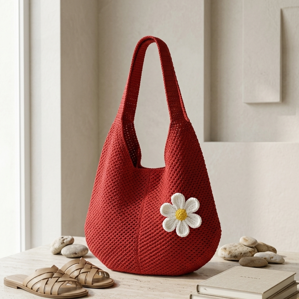 Hollow-Out Knitted Tote Bag UK – Sustainable Fashion Accessory, Smart Casual Office Wear Evening