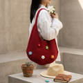 Mini Blossom Knitted Tote Bag UK – Sustainable Fashion Accessory, Smart Casual Office Wear