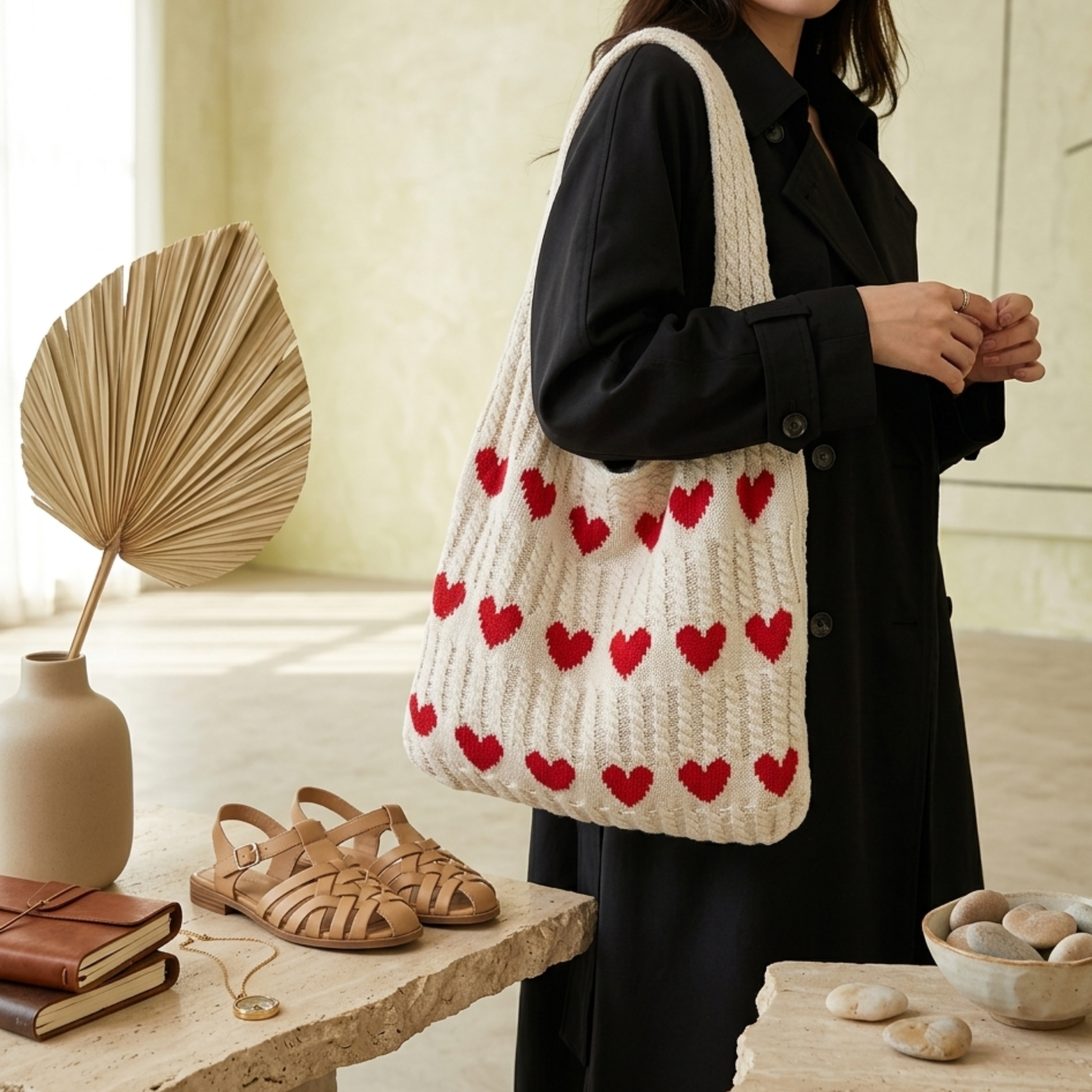 Hollow-Out Knitted Tote Bag UK – Sustainable Fashion Accessory for Office Wear, Holiday Use