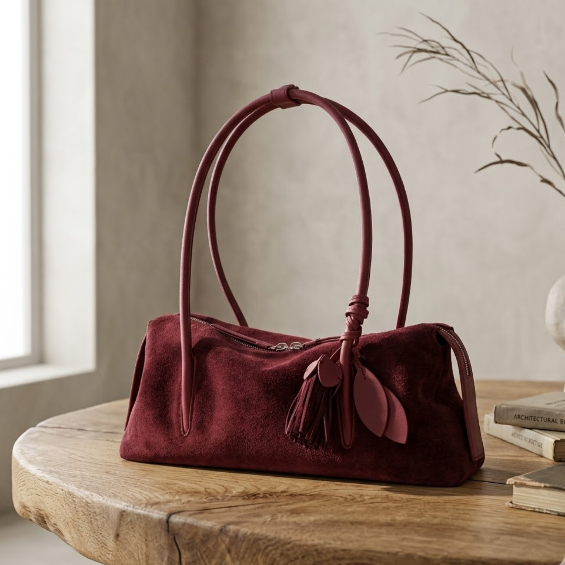Leather Tassel Pendant Shoulder Bag UK – Stylish Pillow Design for Smart Casual, Office Wear
