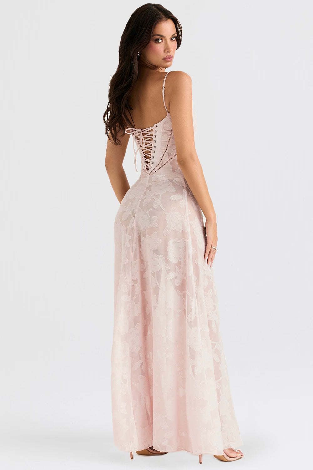 Floral Jacquard Maxi Dress Women UK – Evening Gown, Wedding Guest