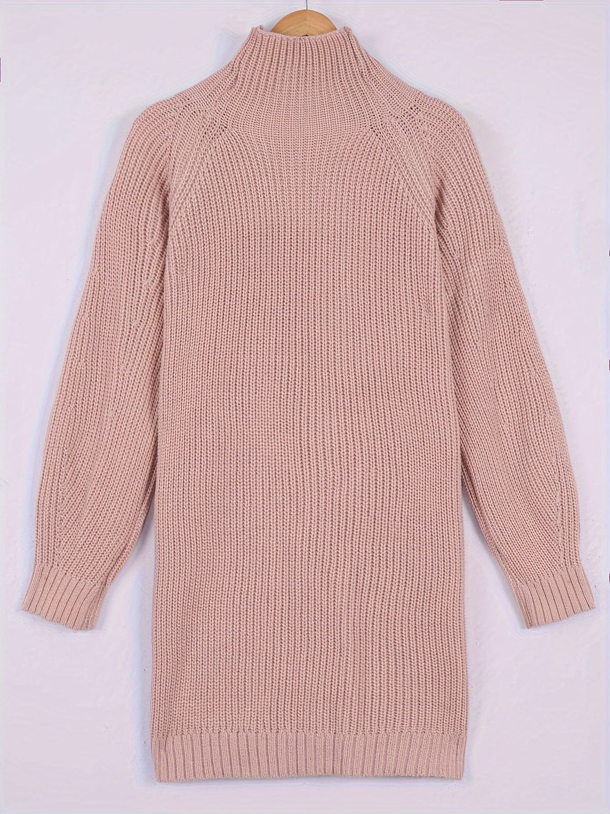 Relaxed Half-Turtleneck Sweater Dress in Soft Knit for Casual Wear
