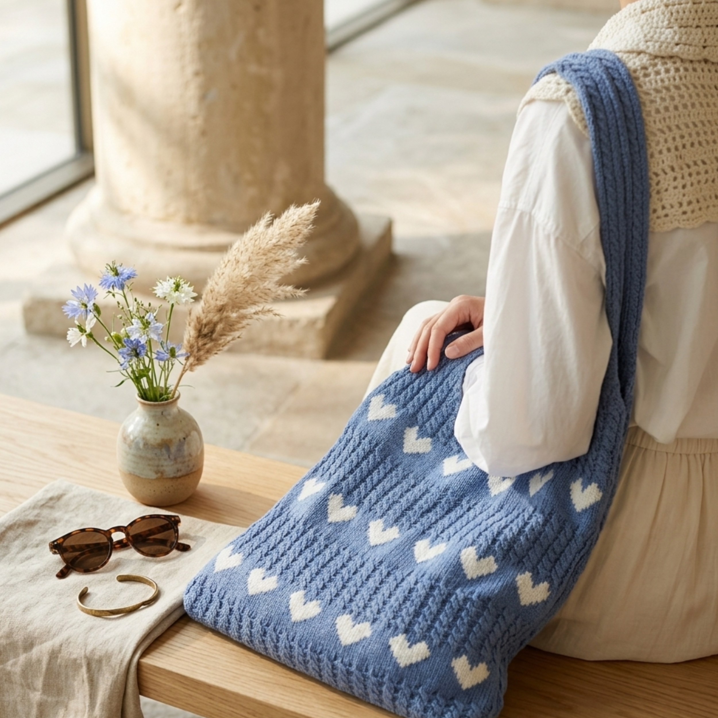 Hollow-Out Knitted Tote Bag UK – Sustainable Fashion Accessory for Office Wear, Holiday Use