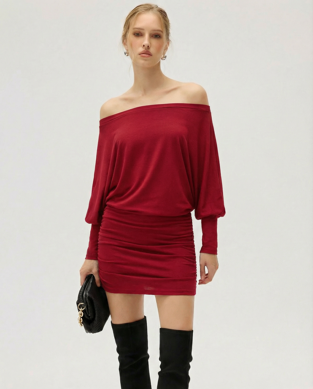 Soft Stretch Ruched Mini Dress Women UK – Draped Top Garden Party Cocktail