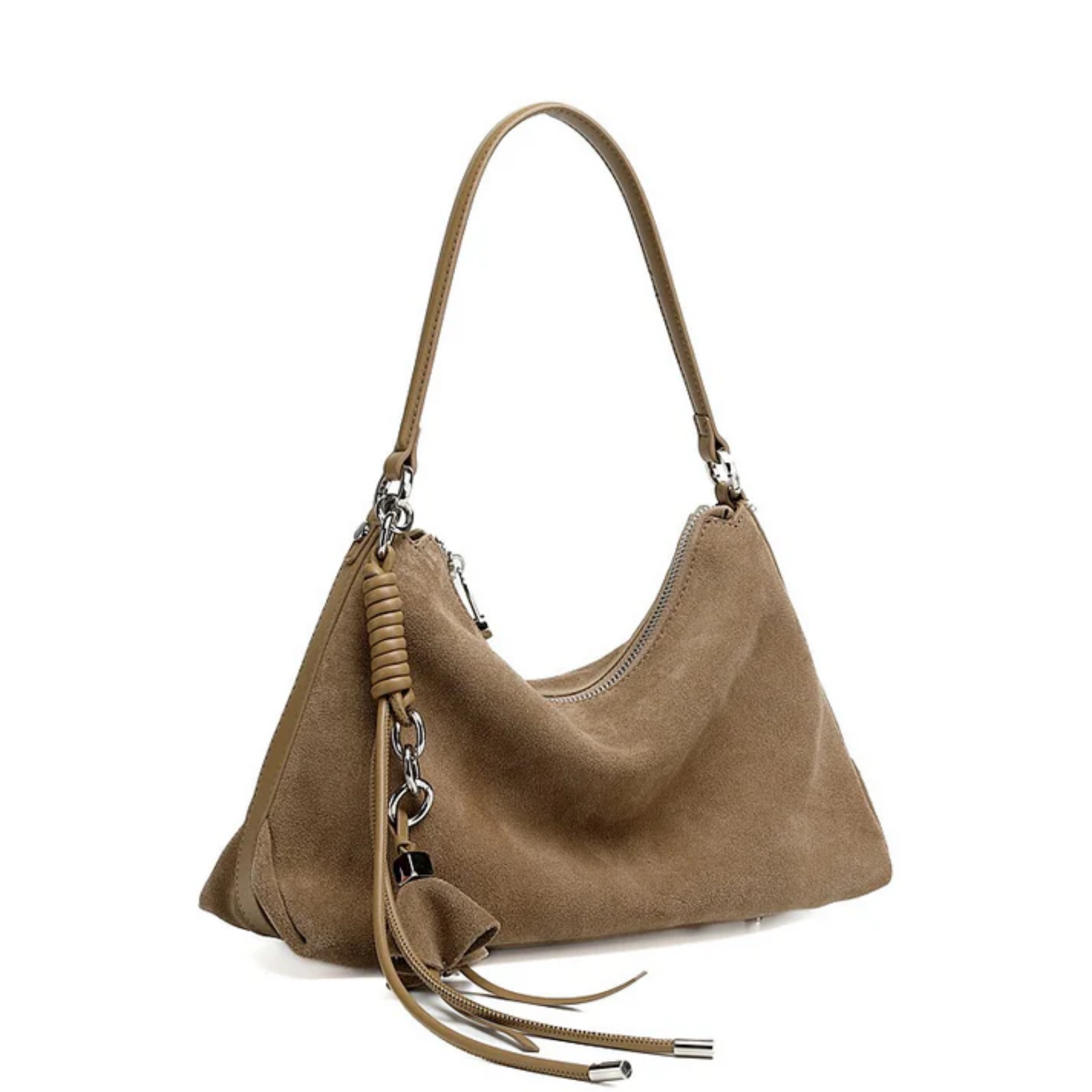 Brown Genuine Leather Hobo Bag UK – Braided Detail Tassel Accent, Smart Casual Everyday Use