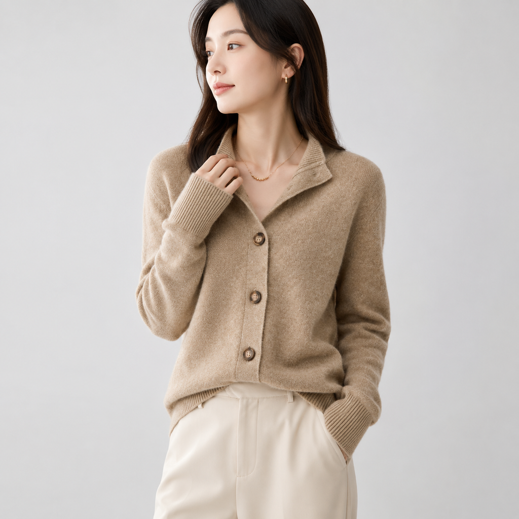 Chic Everyday Layer – Soft Grey Button-Front Cardigan