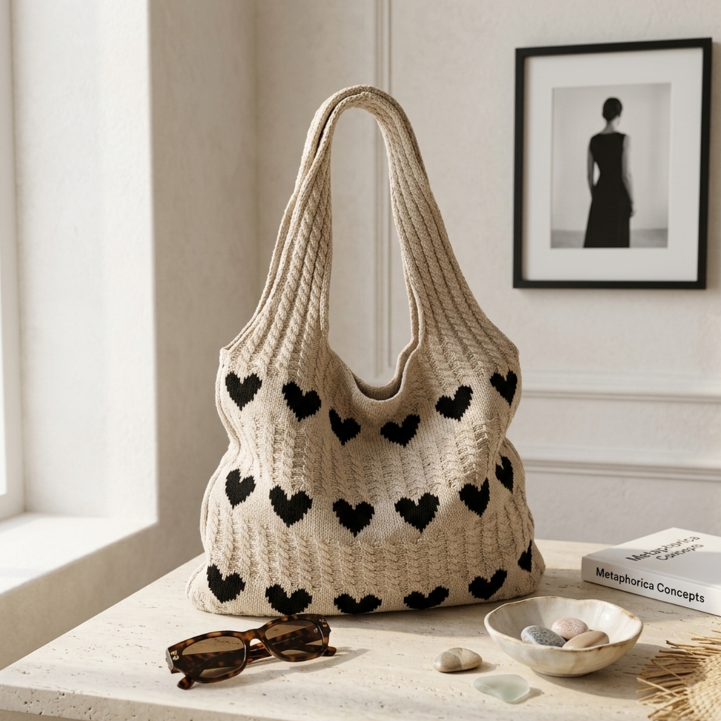 Hollow-Out Knitted Tote Bag UK – Sustainable Fashion Accessory for Office Wear, Holiday Use