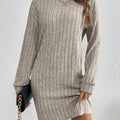 Ribbed Turtleneck Sweater Dress in Knit Fabric for Casual Fall Outfits