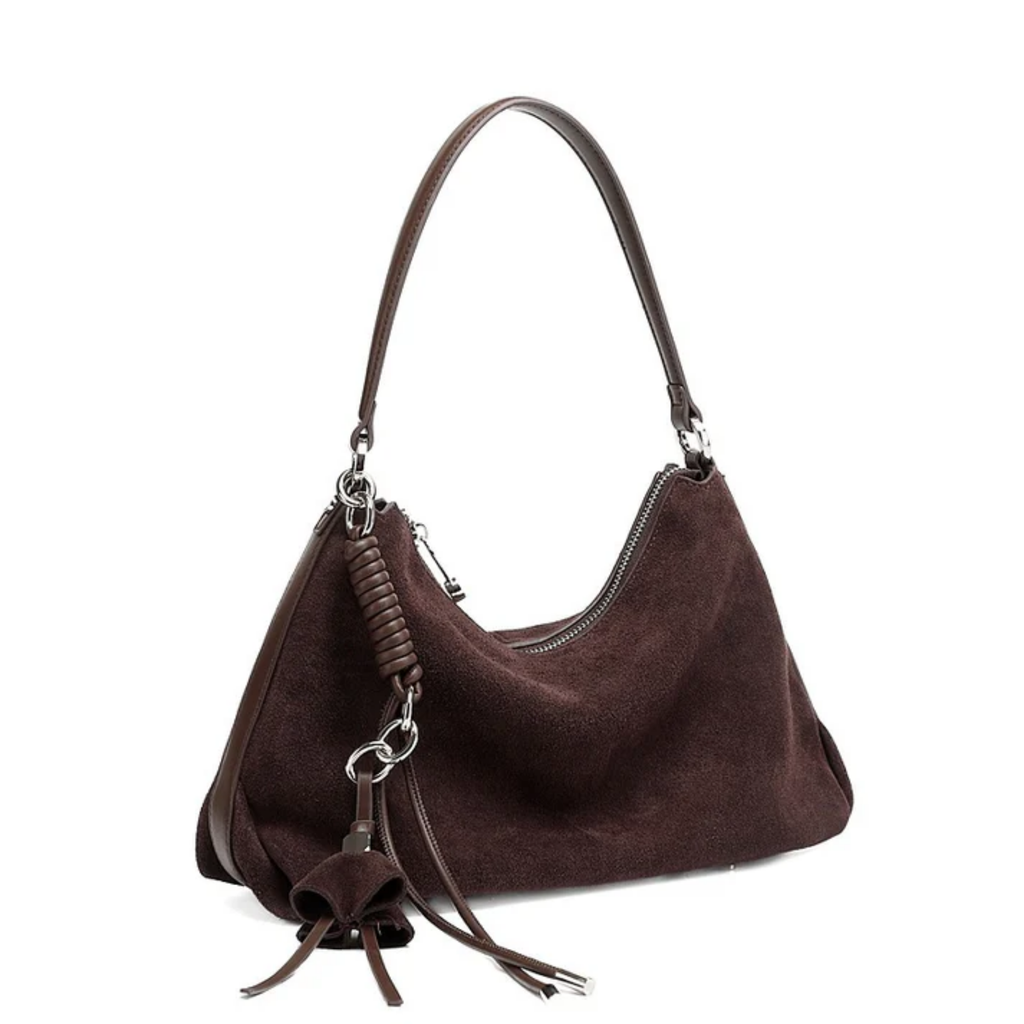Brown Genuine Leather Hobo Bag UK – Braided Detail Tassel Accent, Smart Casual Everyday Use