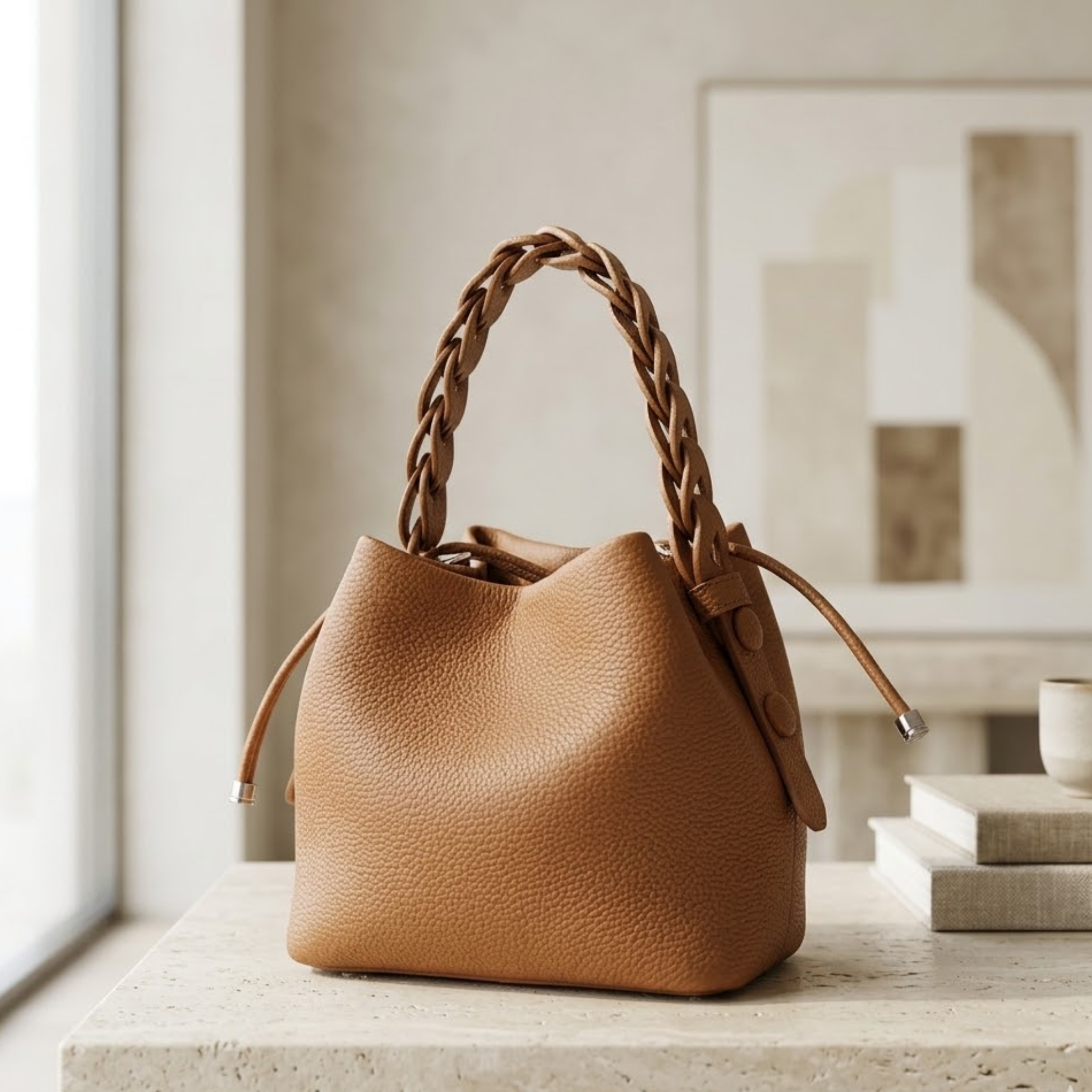 Top-Grain Leather Bucket Bag Women UK – Stylish Everyday Tote, Smart Casual Office & Holiday Wear