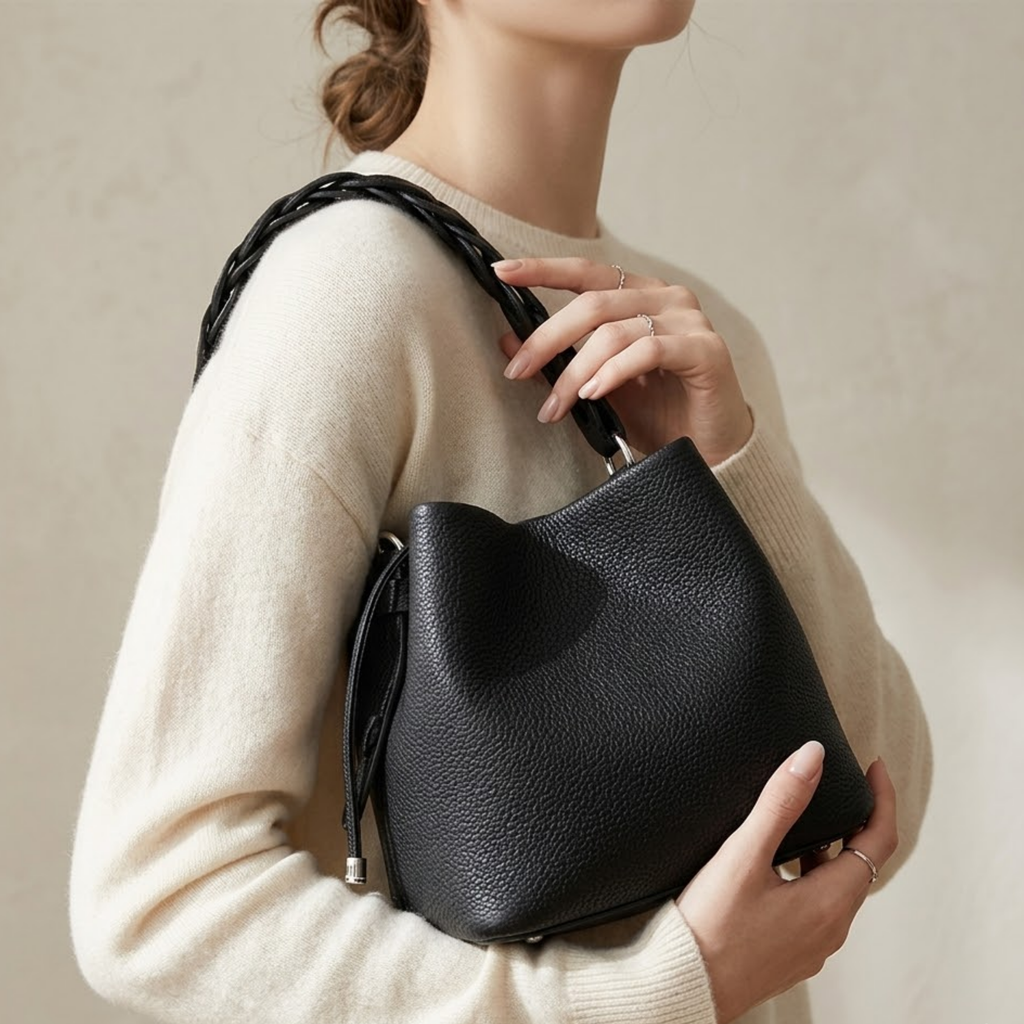 Top-Grain Leather Bucket Bag Women UK – Stylish Everyday Tote, Smart Casual Office & Holiday Wear