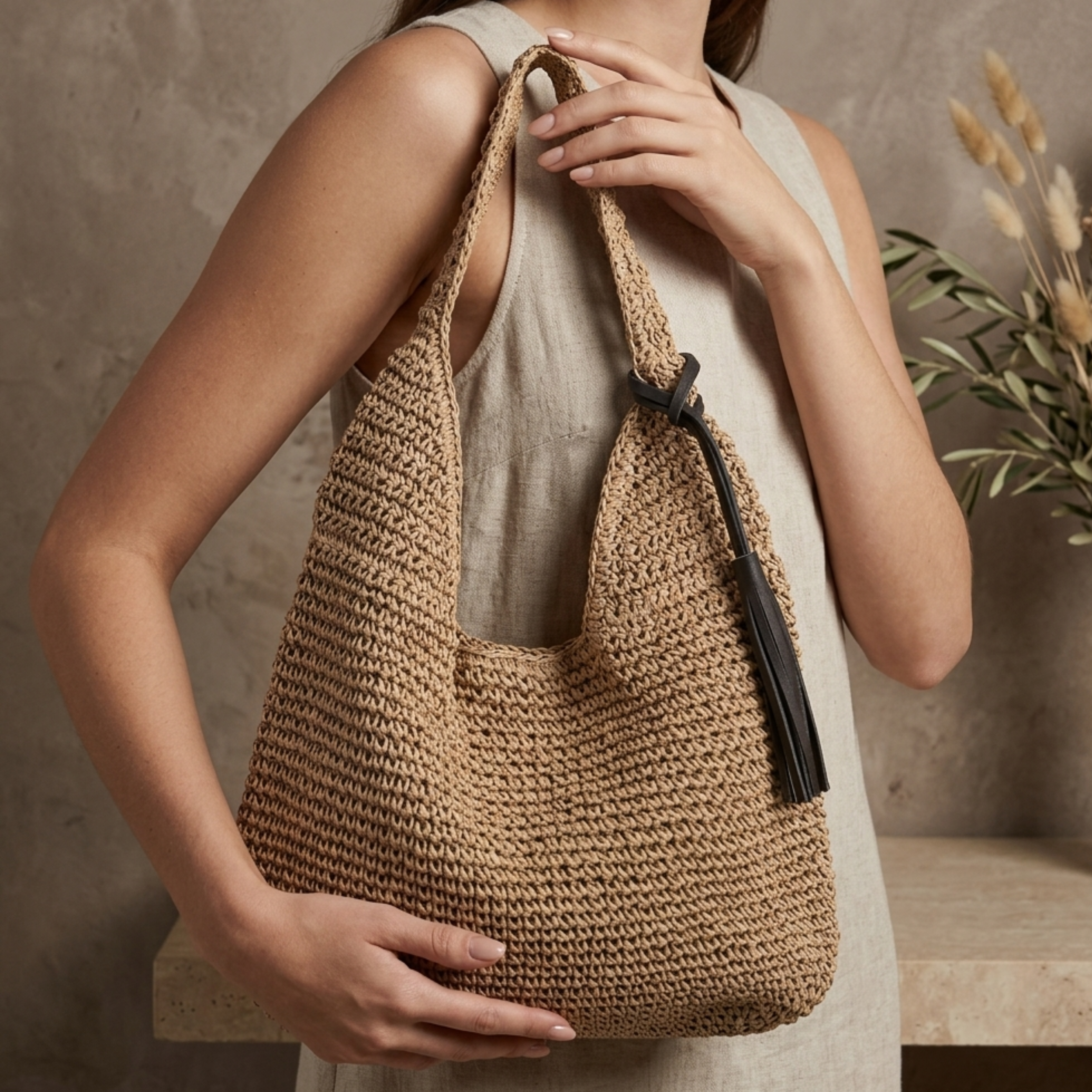 Handwoven Straw Shoulder Bag Women UK – Eco-Friendly Spacious Design, Holiday Outfit Brunch