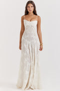 Floral Jacquard Maxi Dress Women UK – Evening Gown, Wedding Guest