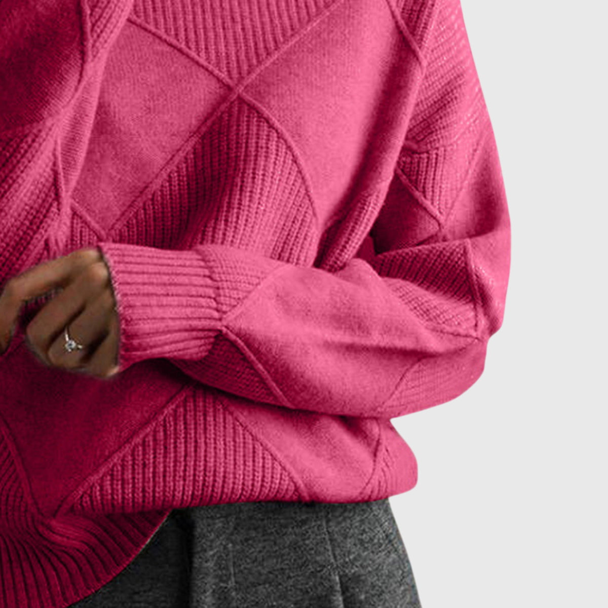 Roll Neck Jumper in Soft Knit Fabric for Casual Wear