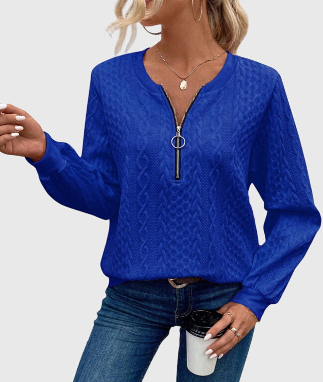 Zippered Jumper in Soft Knit Fabric for Casual Wear and Layering