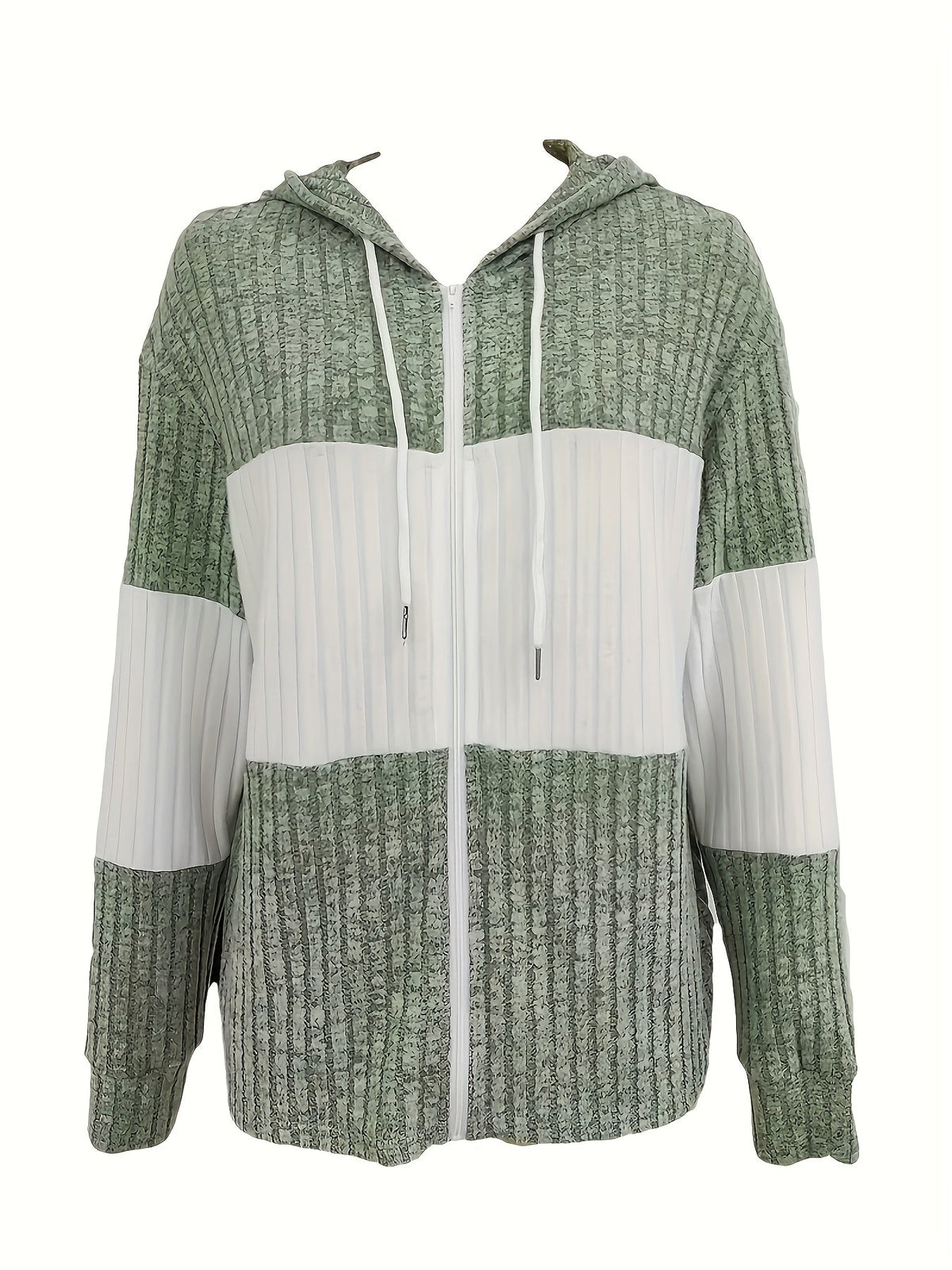 Cozy Color-Block Zip-Up Hoodie for Women | Casual Warmth and Comfort