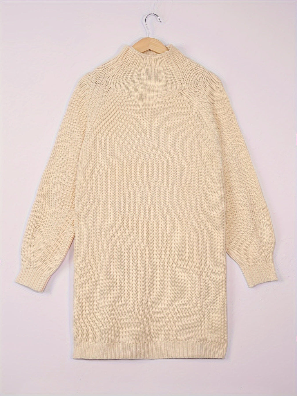 Relaxed Half-Turtleneck Sweater Dress in Soft Knit for Casual Wear