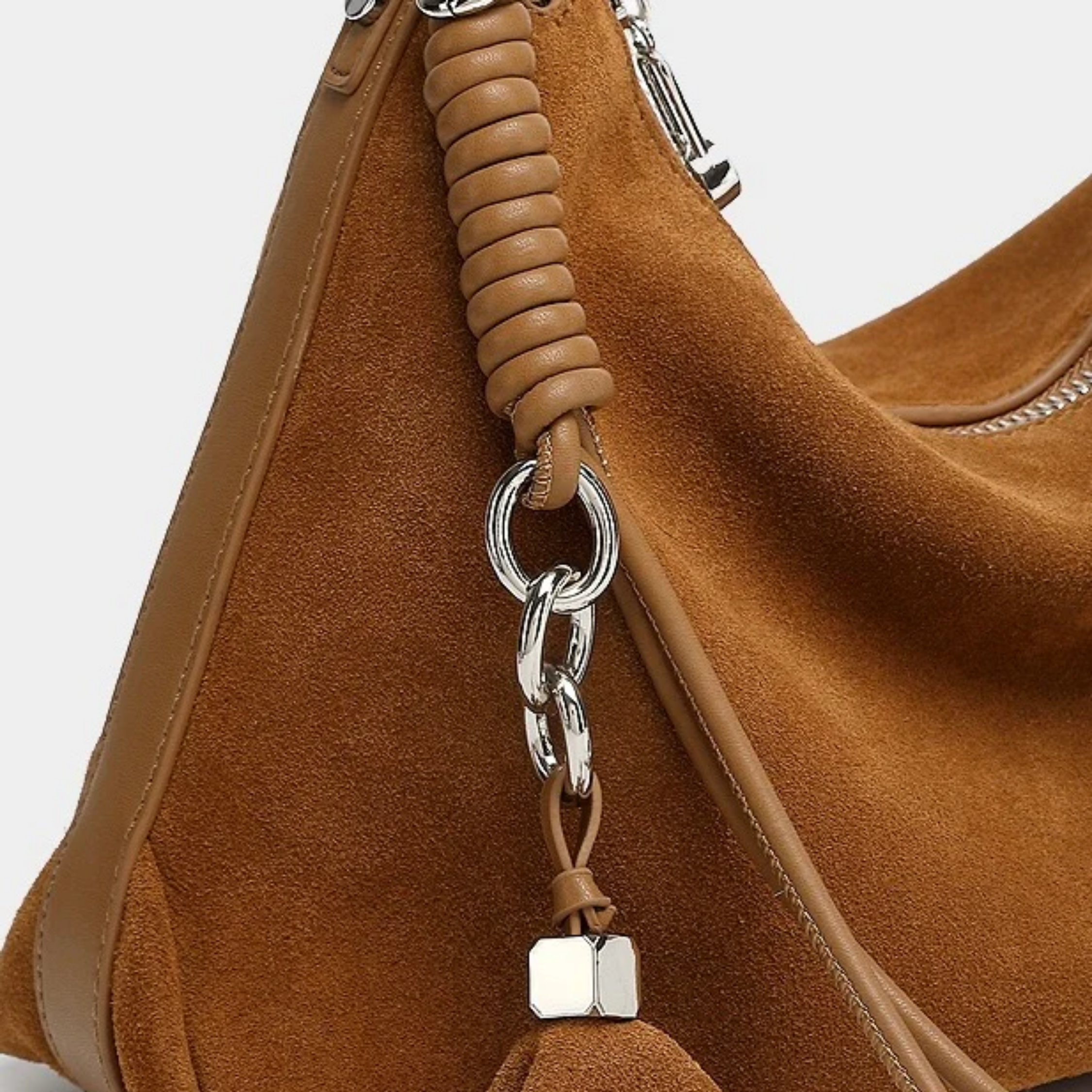 Brown Genuine Leather Hobo Bag UK – Braided Detail Tassel Accent, Smart Casual Everyday Use