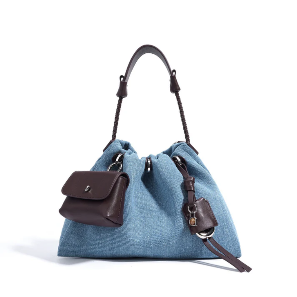 Genuine Leather Denim Patchwork Hobo Bag Women UK – Everyday Use, Smart Casual Accessory