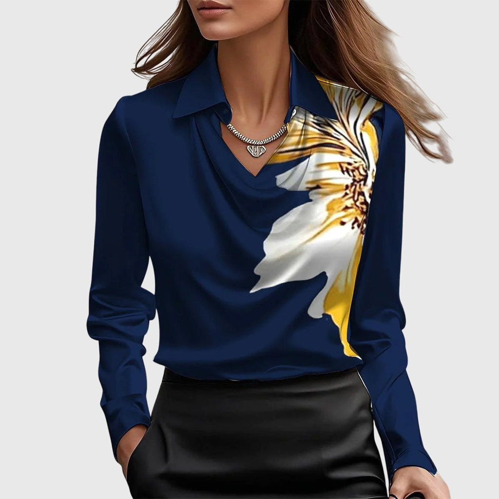 Draped Elegant Blouse in Lightweight Fabric for Casual or Formal Wear