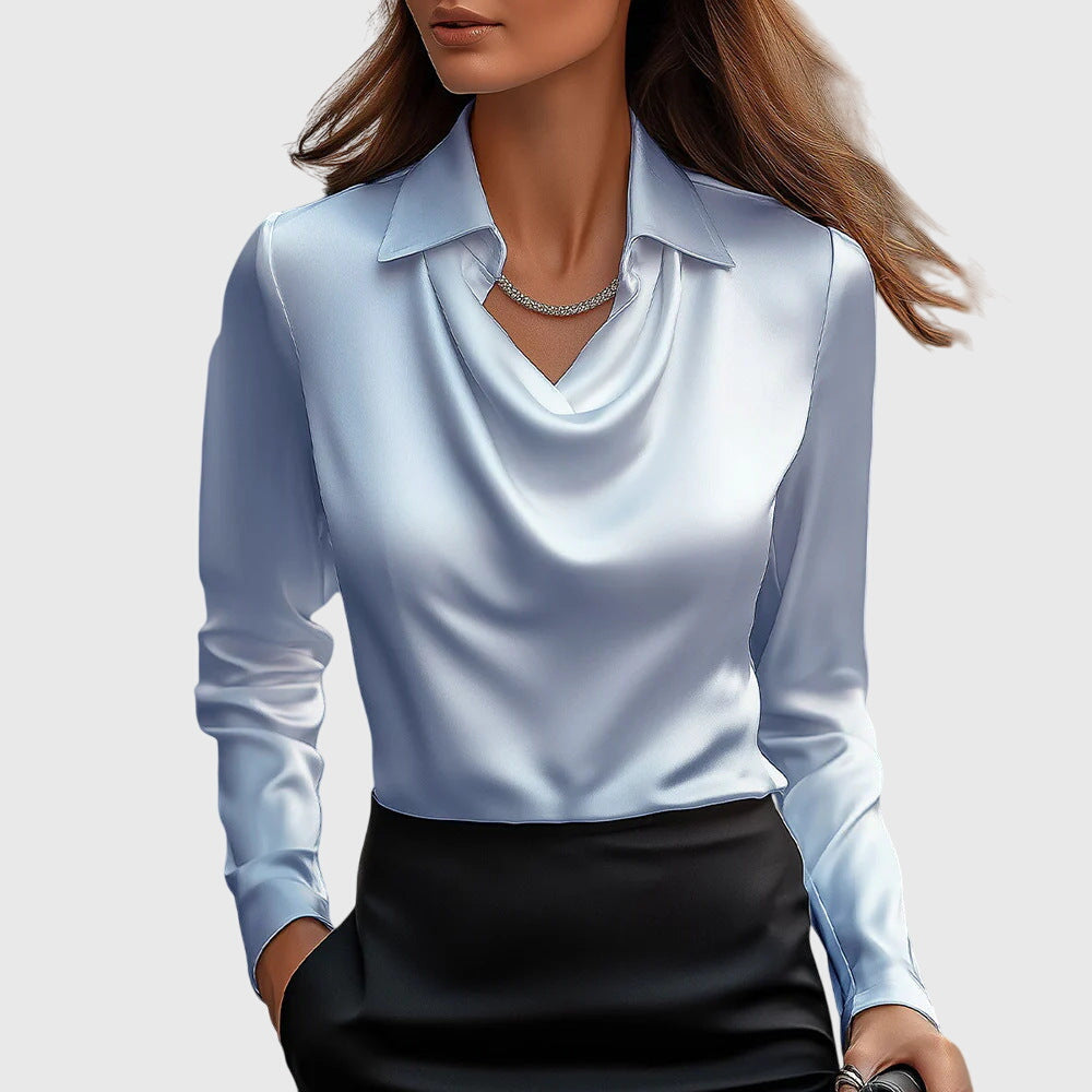 Draped Elegant Blouse in Lightweight Fabric for Casual or Formal Wear