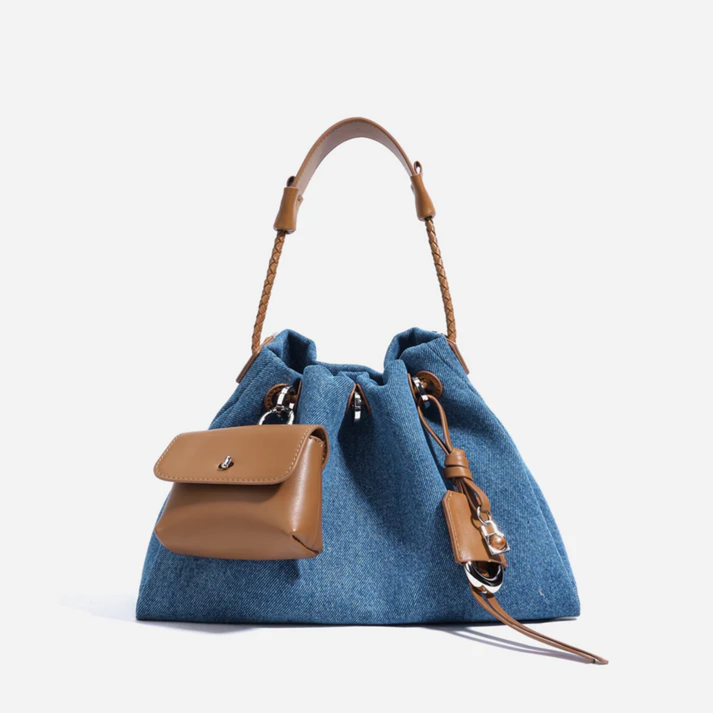 Genuine Leather Denim Patchwork Hobo Bag Women UK – Everyday Use, Smart Casual Accessory