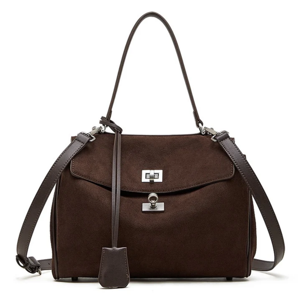 Brown Suede Leather Top-Handle Bag Women UK – Smart Casual, Office Wear