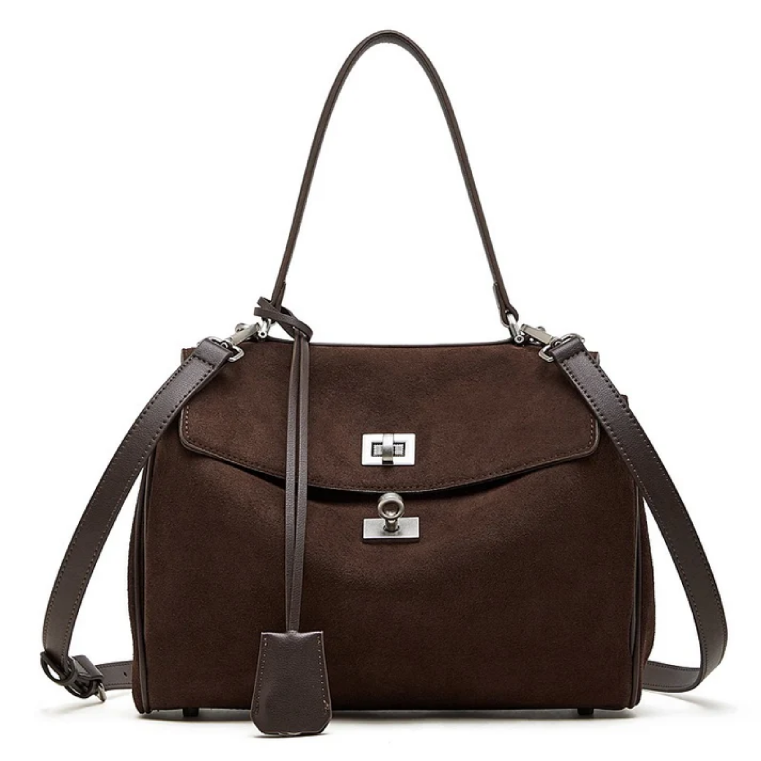 Brown Suede Leather Top-Handle Bag Women UK – Smart Casual, Office Wear