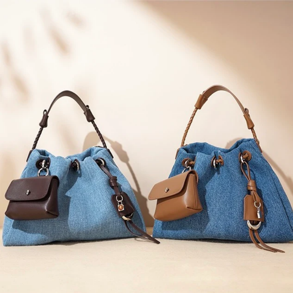 Genuine Leather Denim Patchwork Hobo Bag Women UK – Everyday Use, Smart Casual Accessory