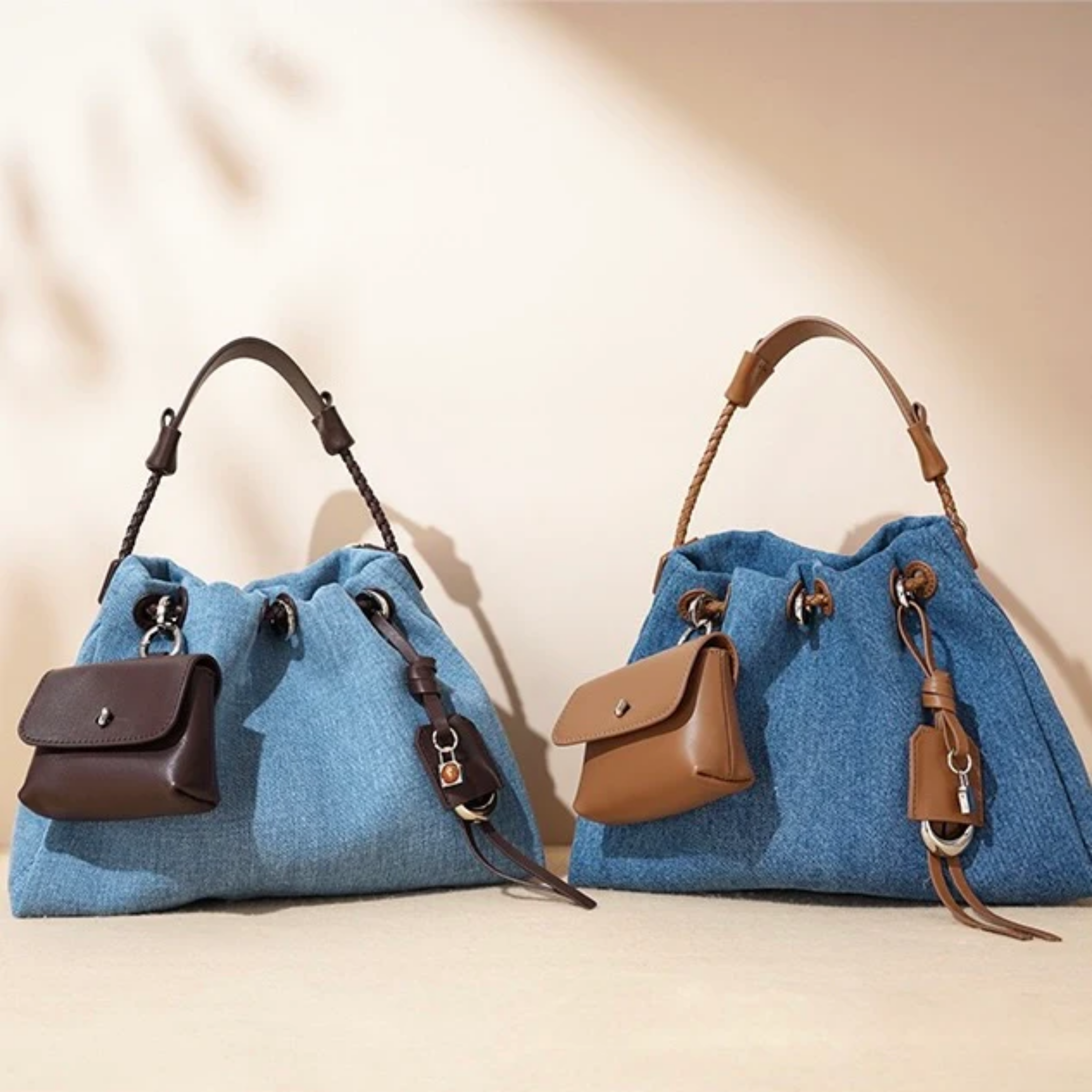 Genuine Leather Denim Patchwork Hobo Bag Women UK – Everyday Use, Smart Casual Accessory