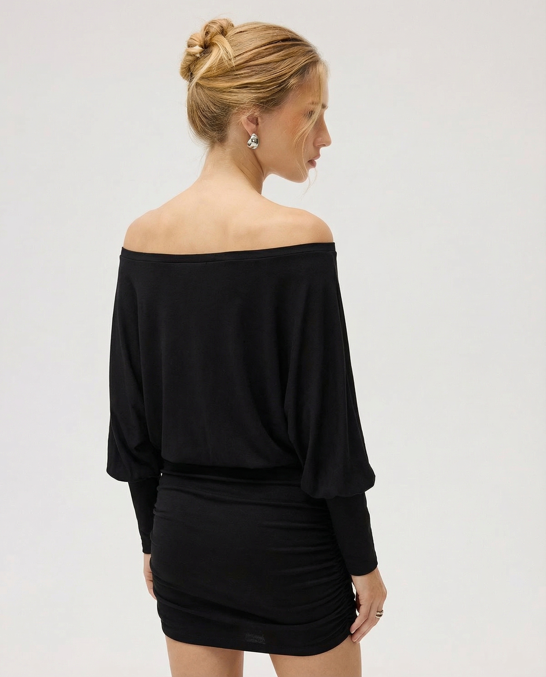 Soft Stretch Ruched Mini Dress Women UK – Draped Top Garden Party Cocktail
