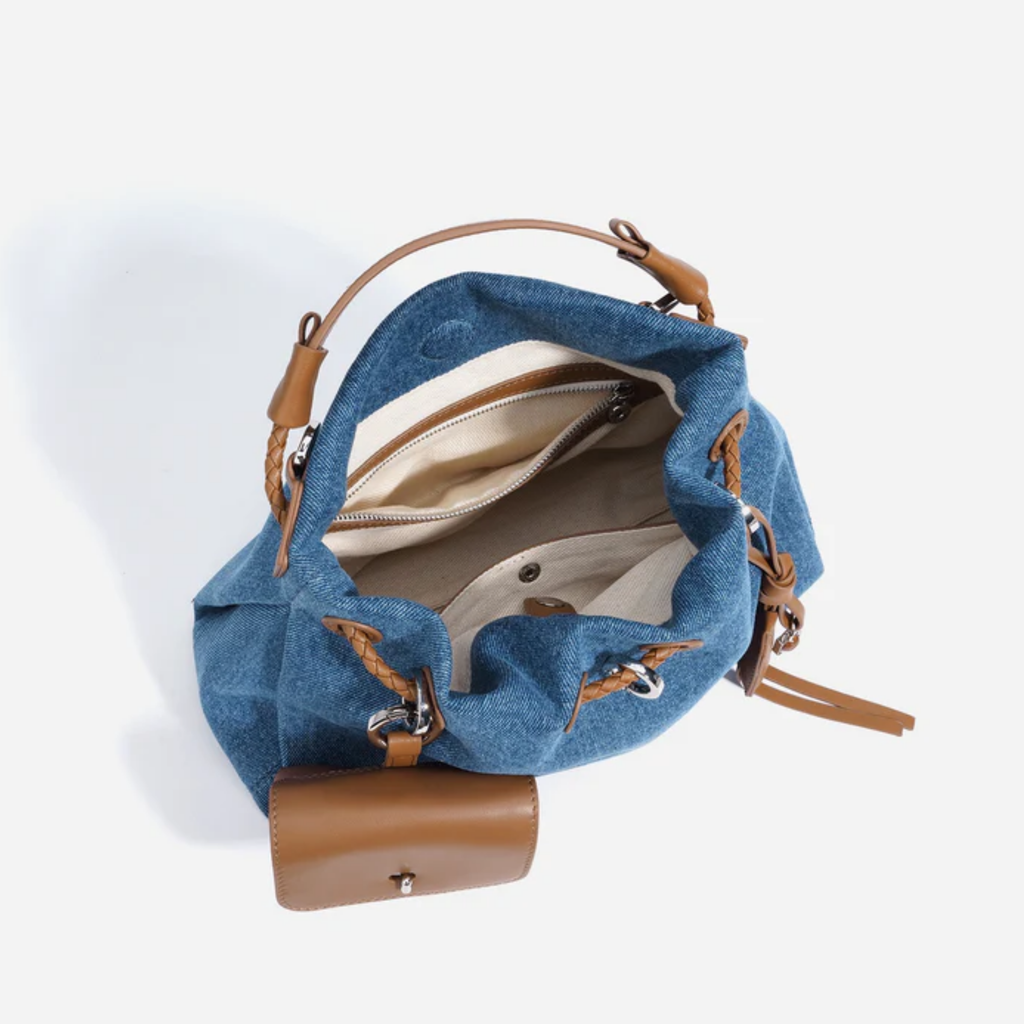 Genuine Leather Denim Patchwork Hobo Bag Women UK – Everyday Use, Smart Casual Accessory