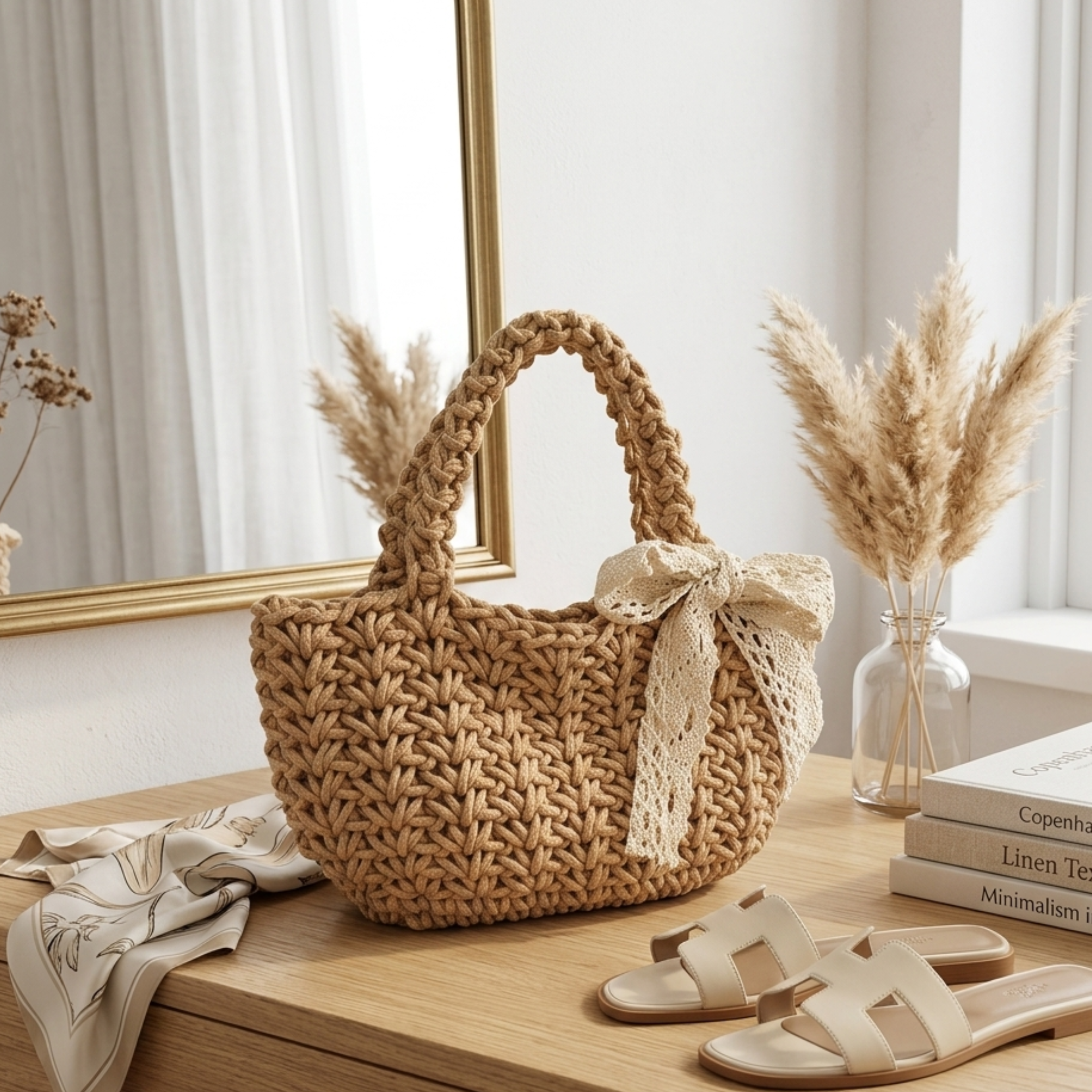 Eco-Friendly Soft Weave Tote Handbag Women UK – Minimalist Sustainable Bag, Smart Casual Holiday Wear