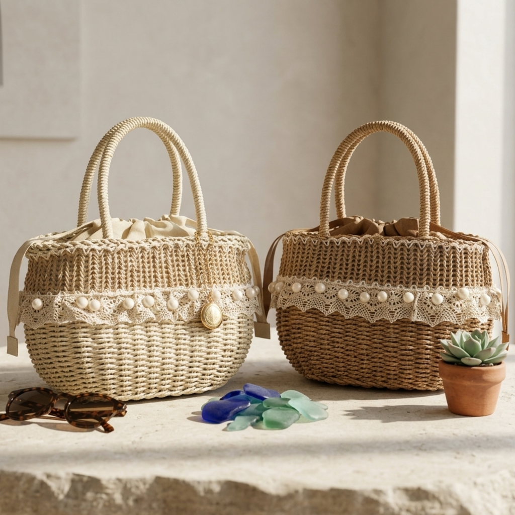 Natural Straw Woven Handbag Women UK – Sustainable Purse for Garden Party, Brunch