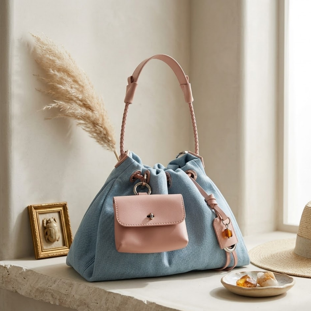 Genuine Leather Denim Patchwork Hobo Bag Women UK – Everyday Use, Smart Casual Accessory
