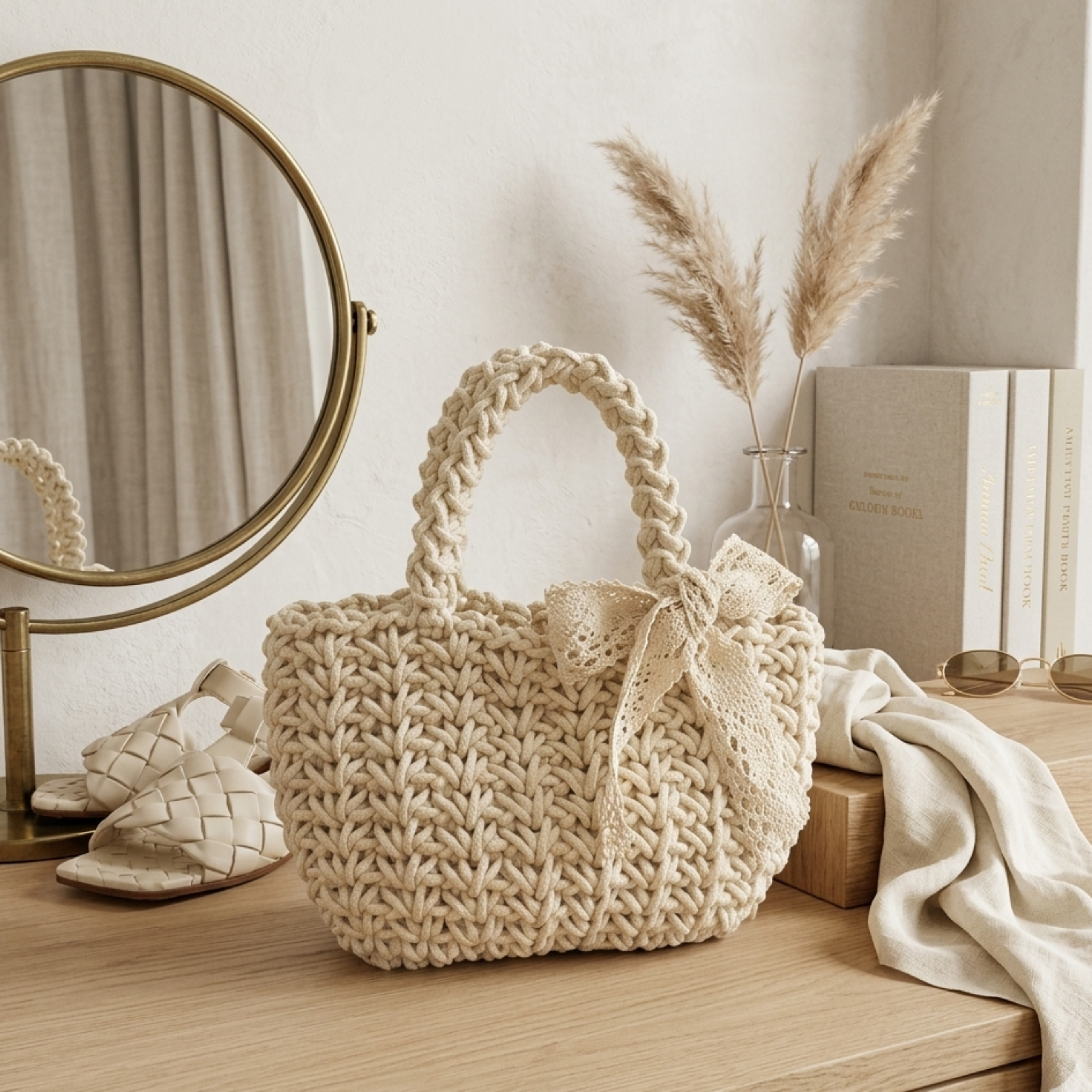 Eco-Friendly Soft Weave Tote Handbag Women UK – Minimalist Sustainable Bag, Smart Casual Holiday Wear