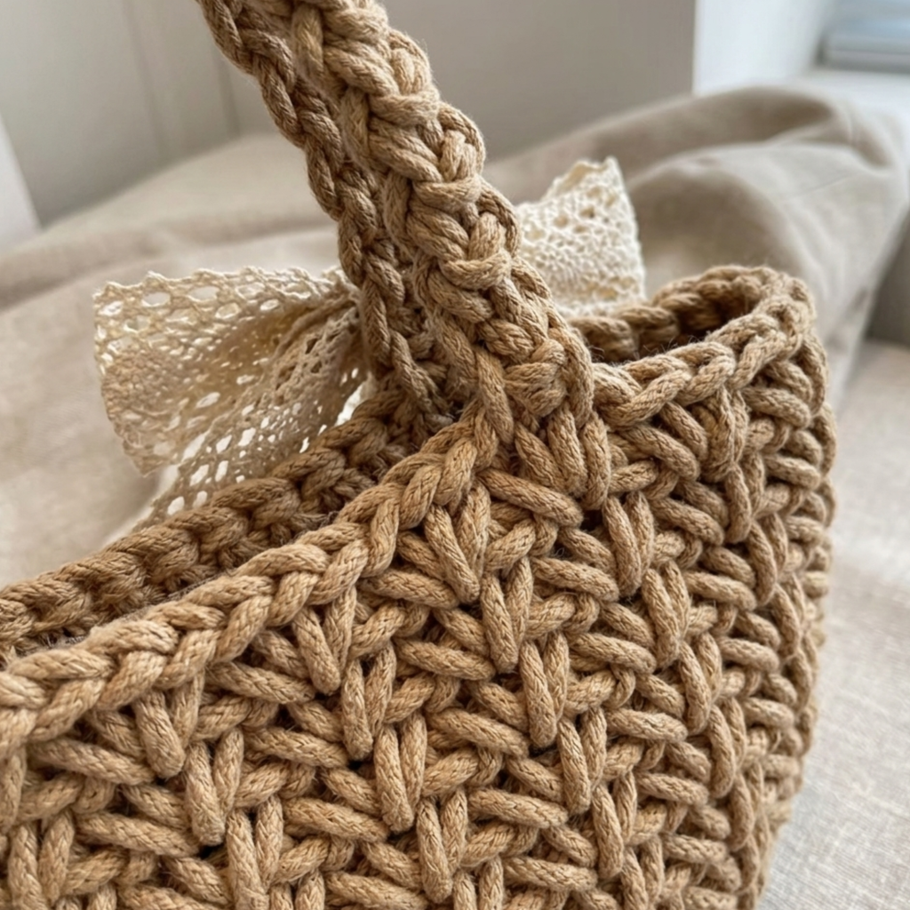 Eco-Friendly Soft Weave Tote Handbag Women UK – Minimalist Sustainable Bag, Smart Casual Holiday Wear