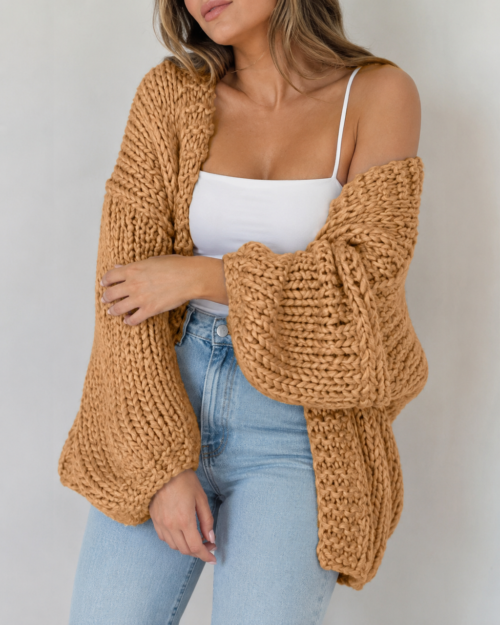 Chilly Days Ahead – Cream Chunky Knit Open-Front Cardigan