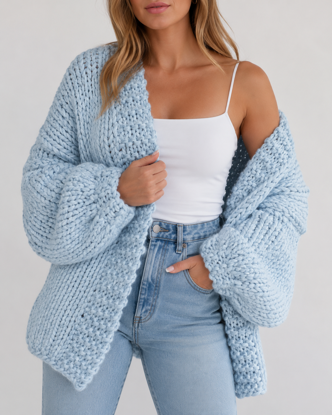 Chilly Days Ahead – Cream Chunky Knit Open-Front Cardigan