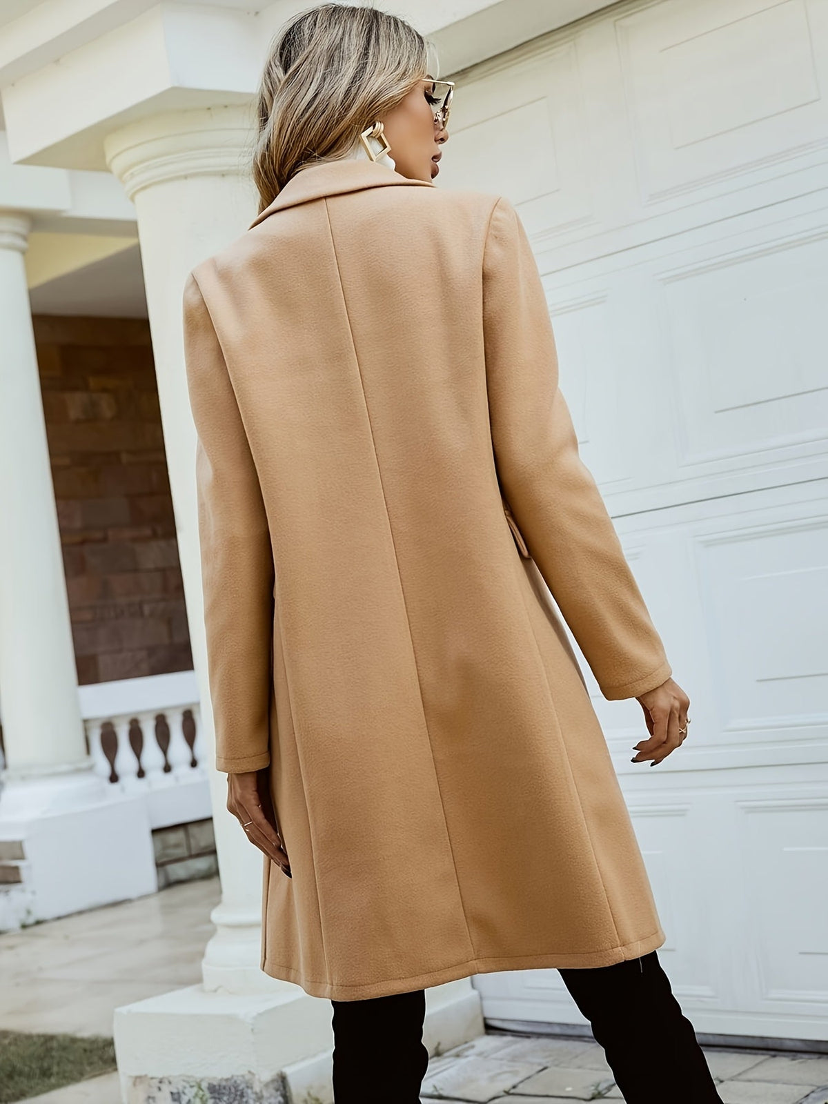 Mid-Length Double-Breasted Coat in Warm Wool Blend for Women
