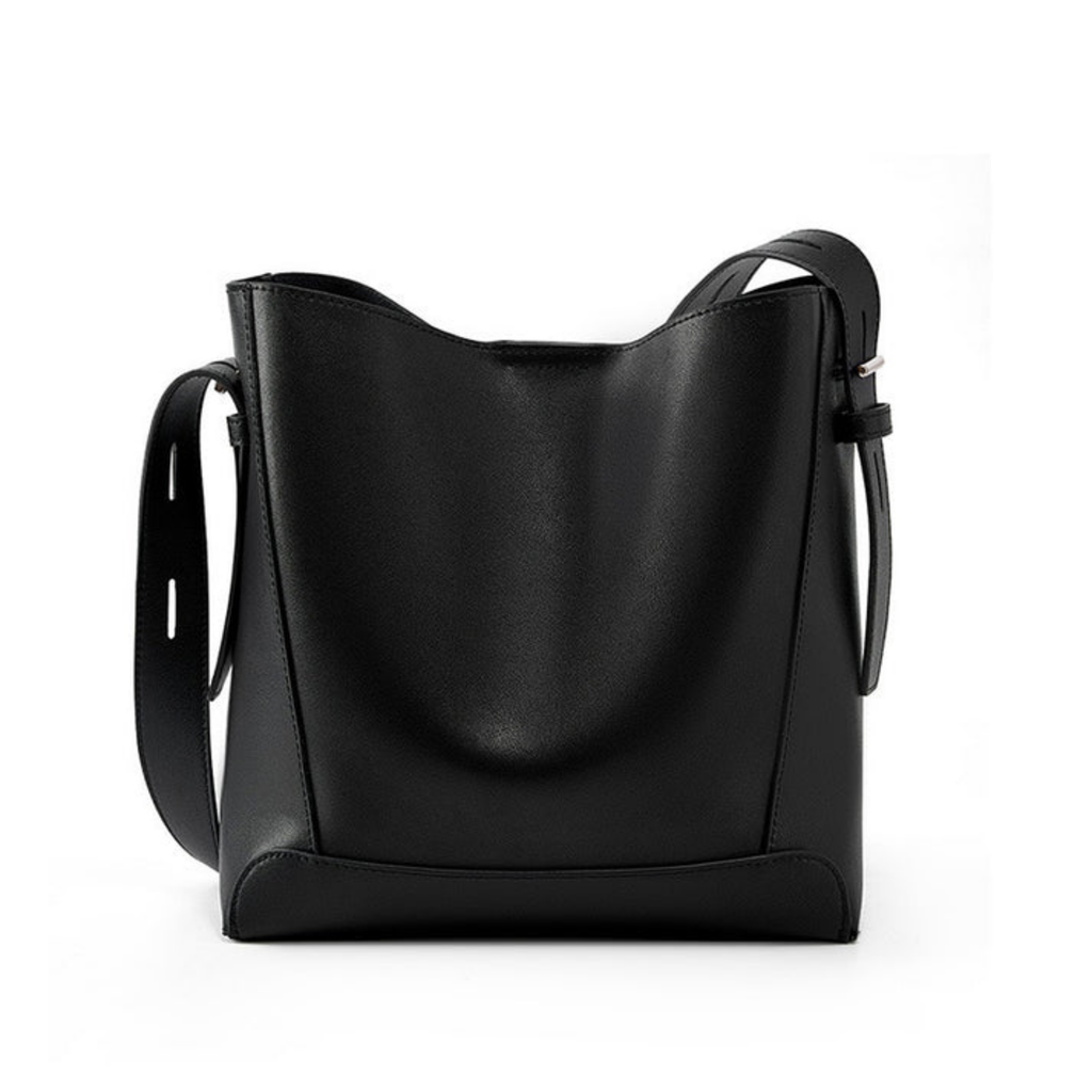 Black Leather Oversized Bucket Bag UK – Crossbody & Shoulder Style, Smart Casual Office Wear