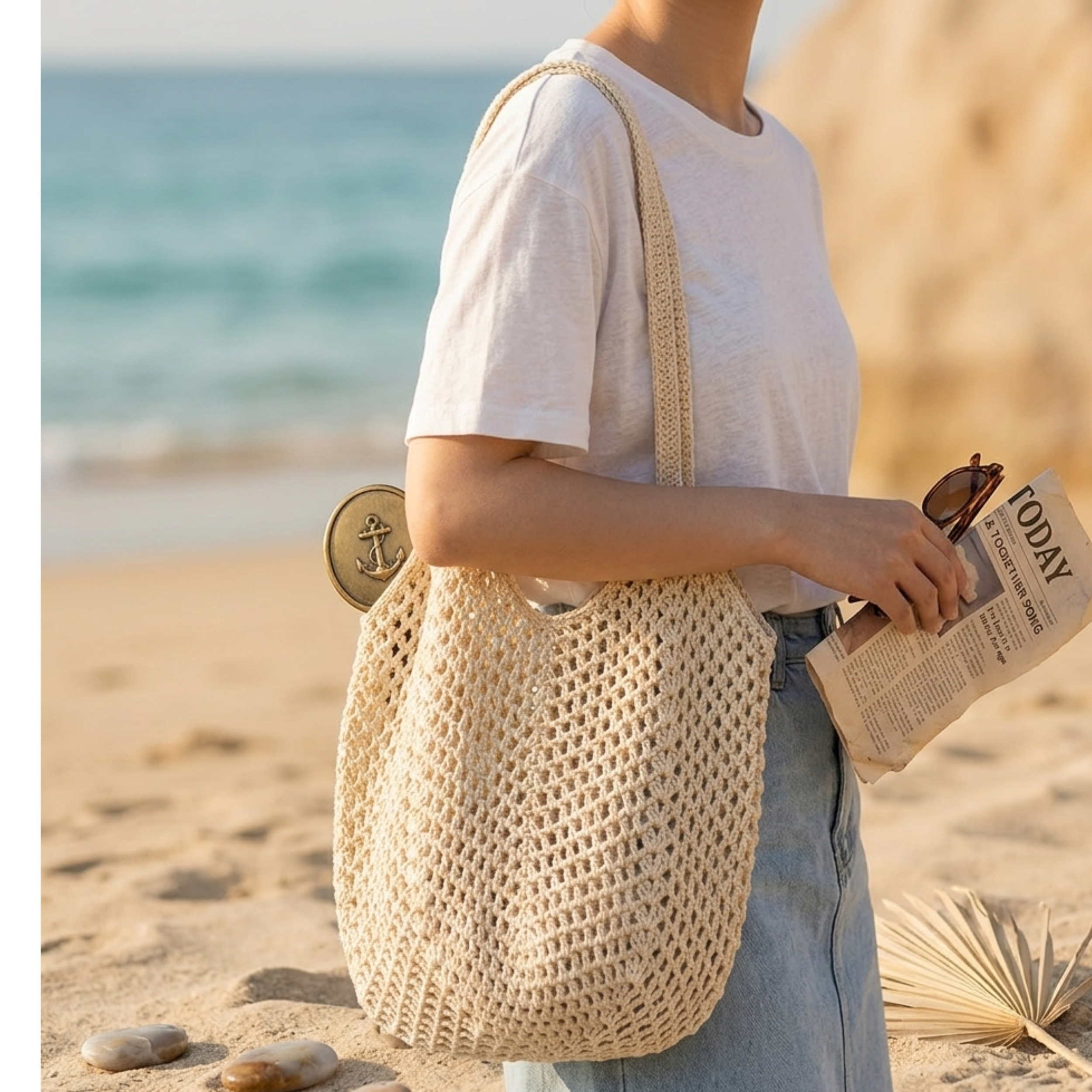 Hand-Knitted Woven Shoulder Bag UK – Eco-Friendly Retro Accessory, Smart Casual & Everyday Use