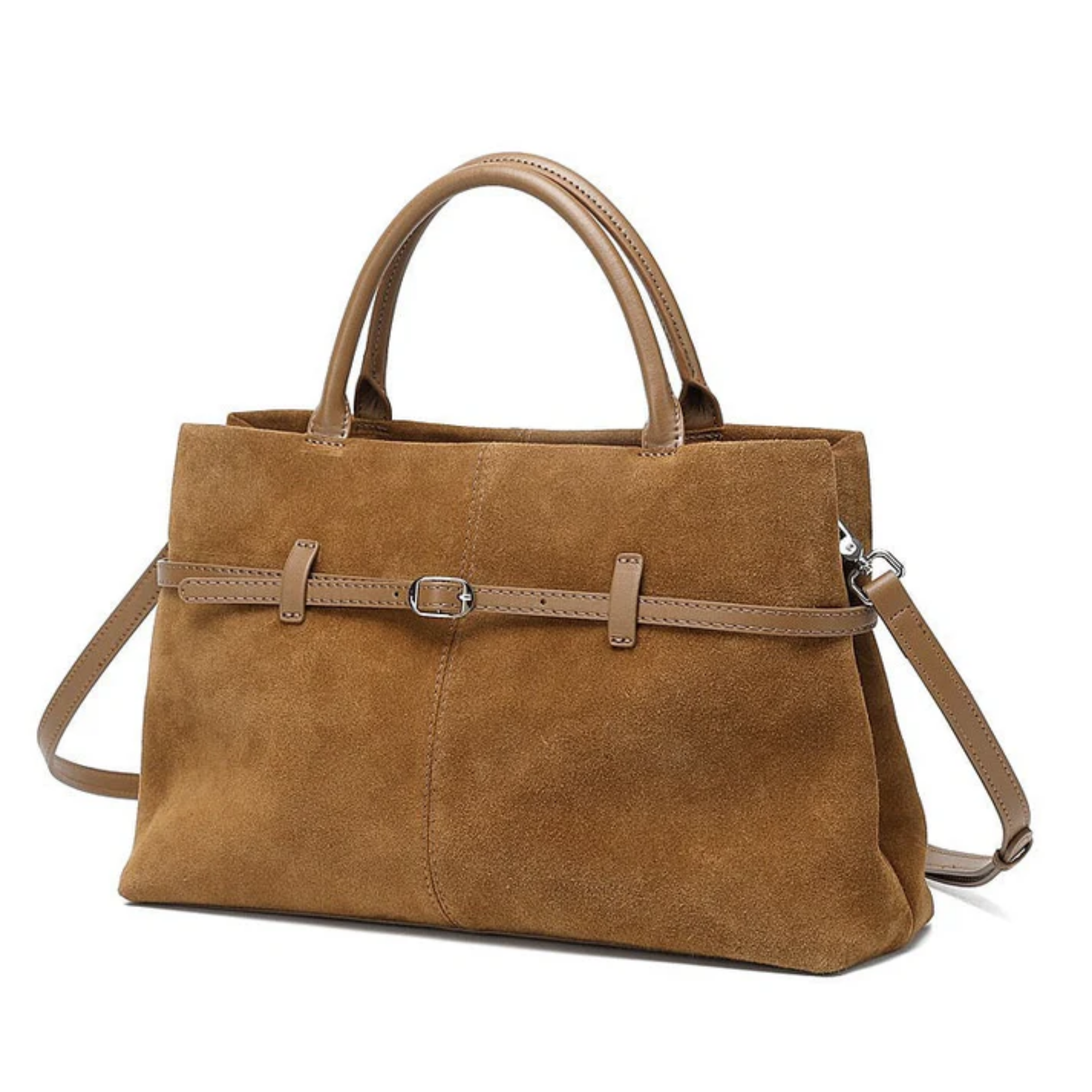 Brown Suede Leather Structured Tote Bag Women UK – Smart Casual Office Wear Everyday Use