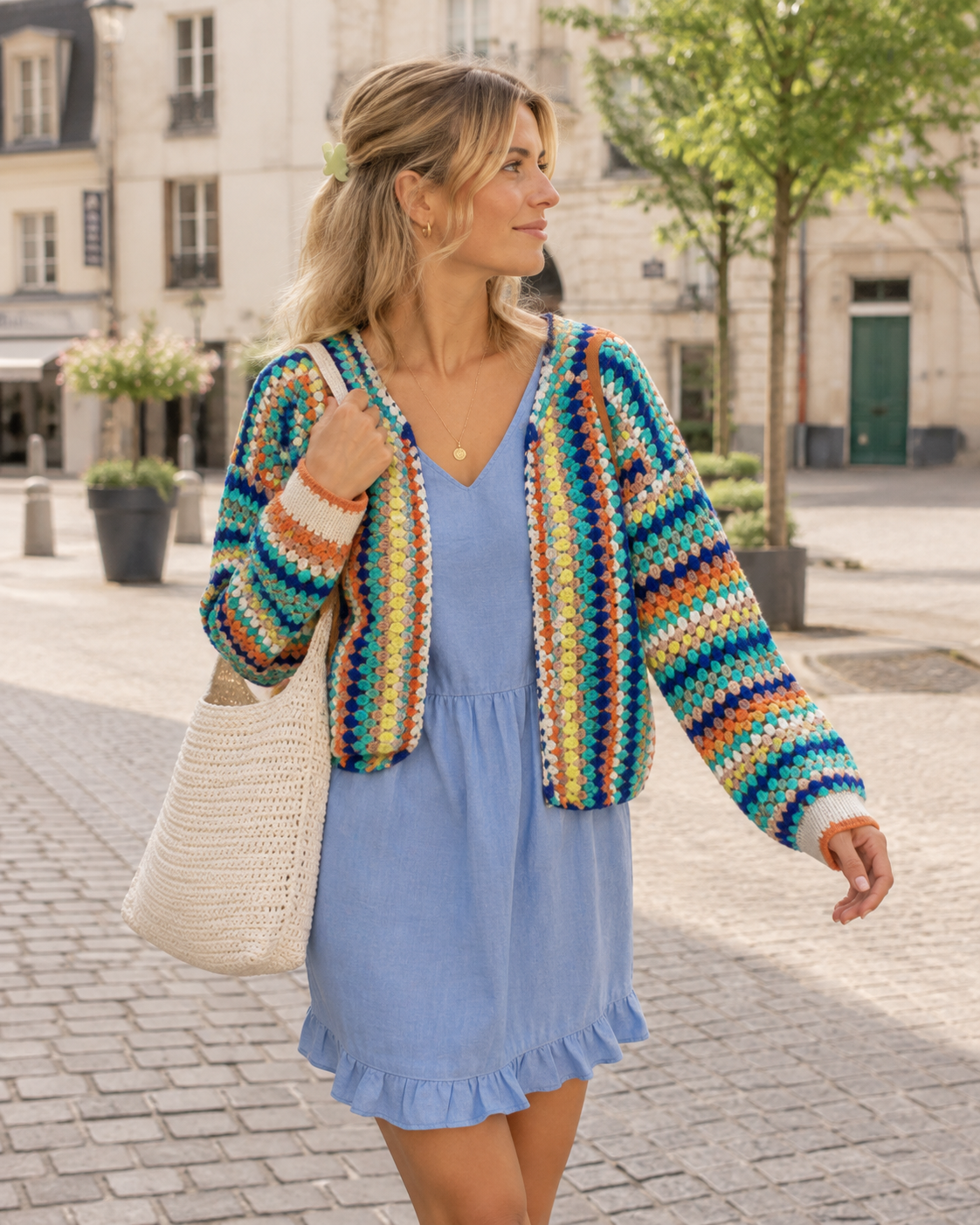 Everyday Vibe – Rainbow Striped Open-Front Cardigan