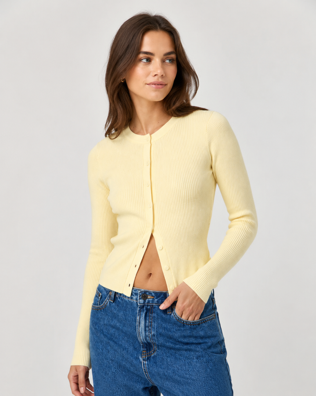 Office Chic – Soft Ribbed Fitted Cardigan