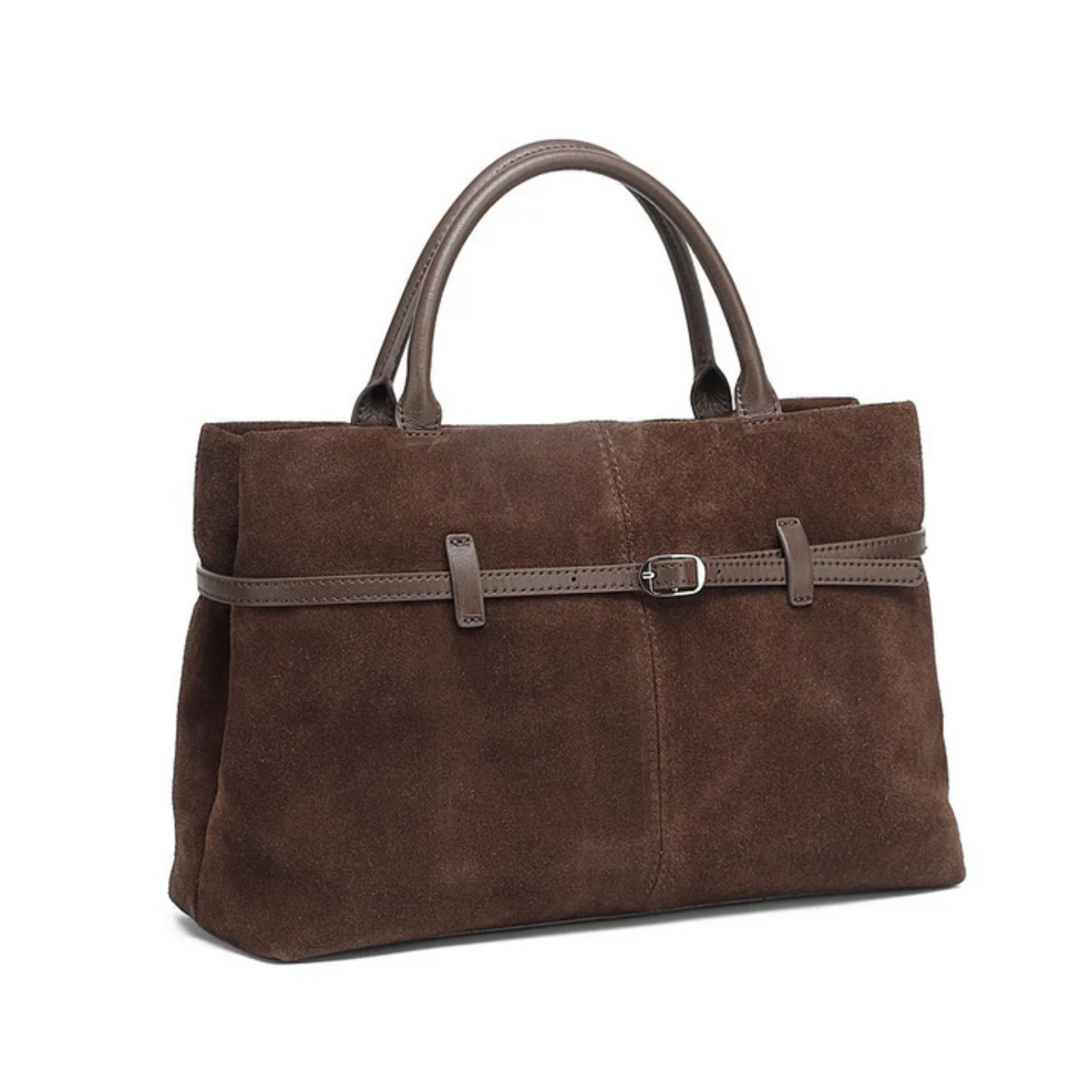 Brown Suede Leather Structured Tote Bag Women UK – Smart Casual Office Wear Everyday Use