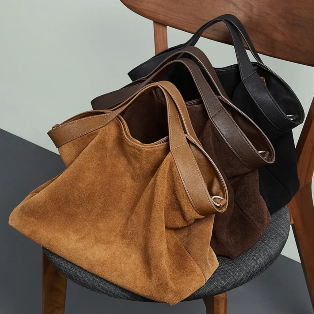 Suede and Leather Structured Shoulder Tote Bag Women UK – Everyday Use, Smart Casual