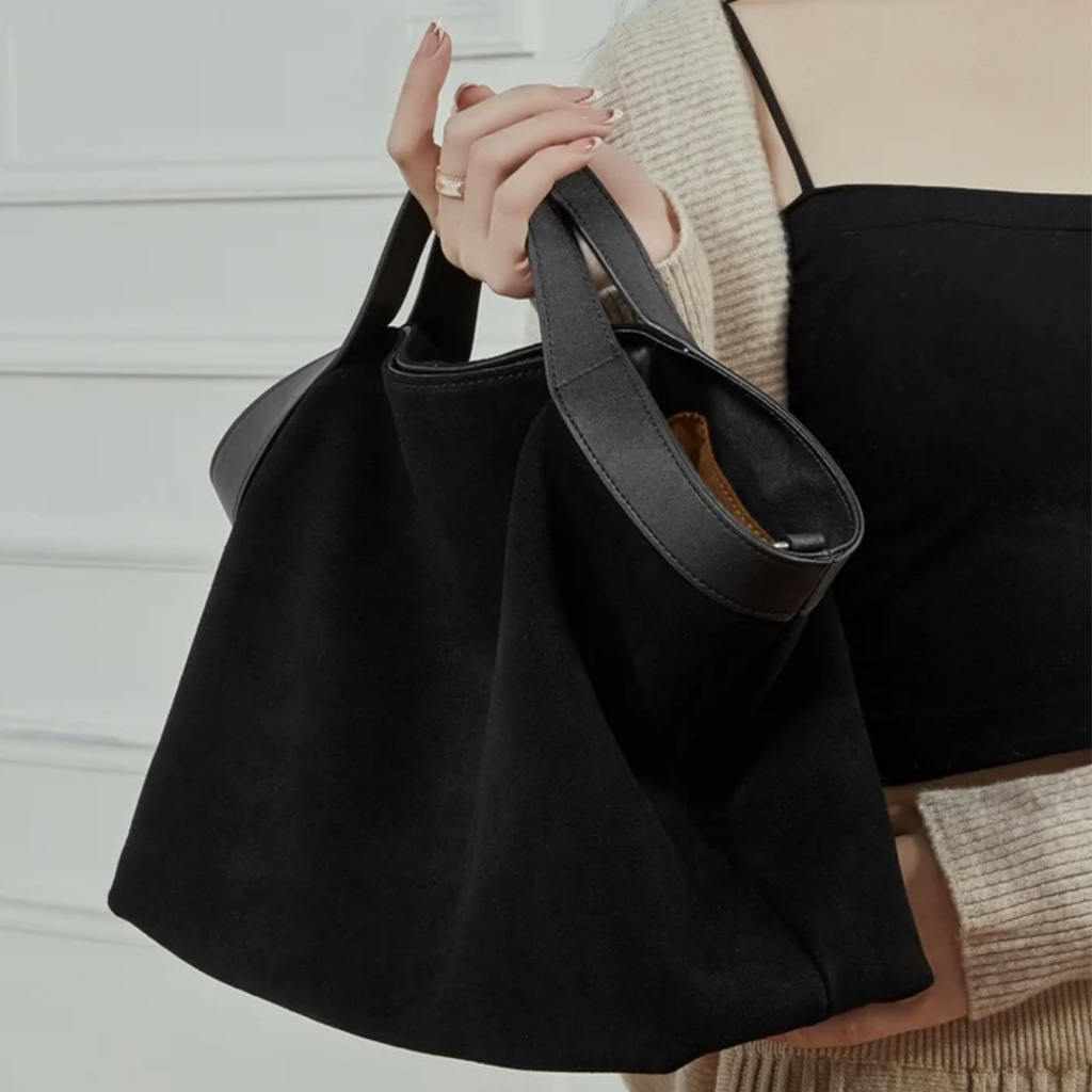 Suede and Leather Structured Shoulder Tote Bag Women UK – Everyday Use, Smart Casual