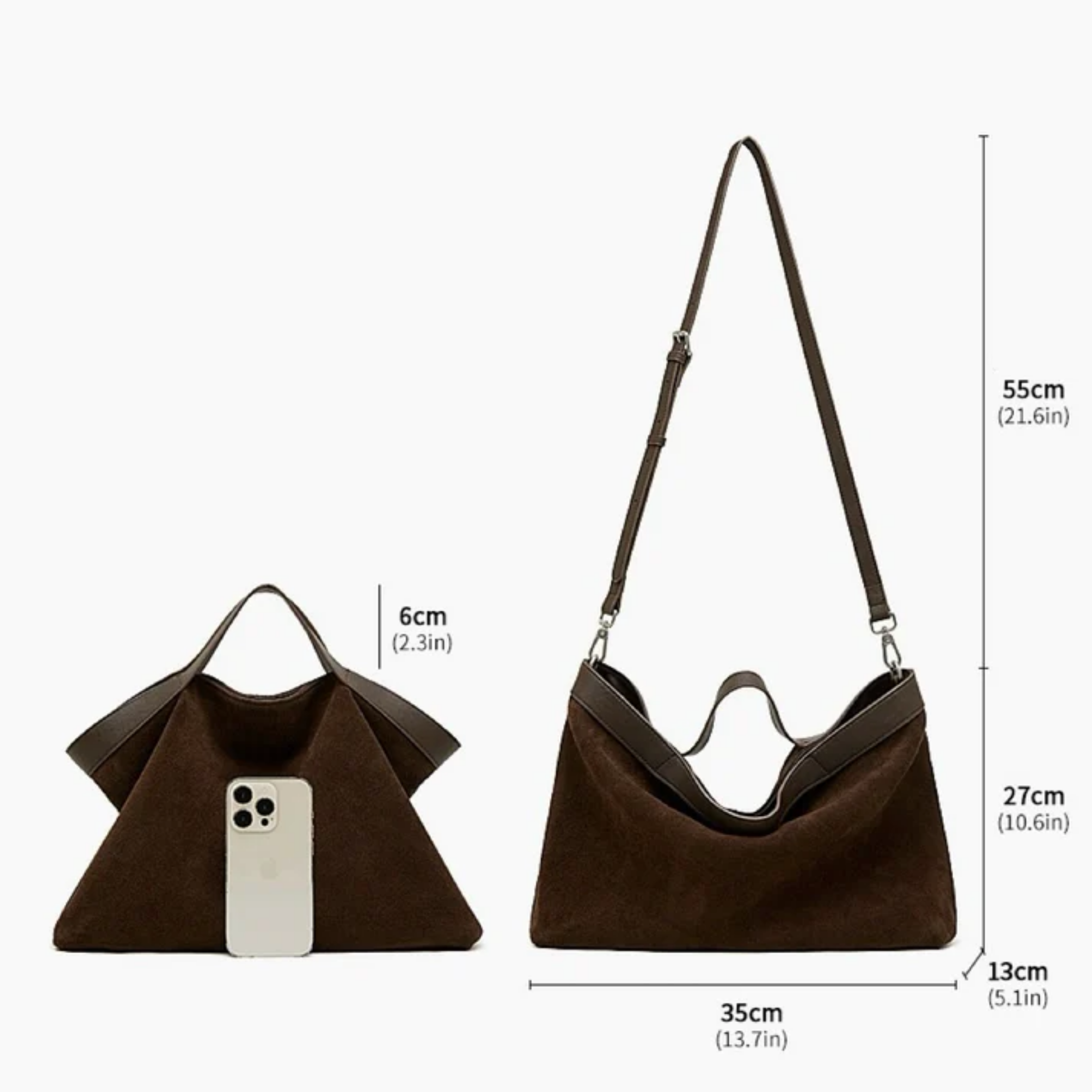 Suede and Leather Structured Shoulder Tote Bag Women UK – Everyday Use, Smart Casual