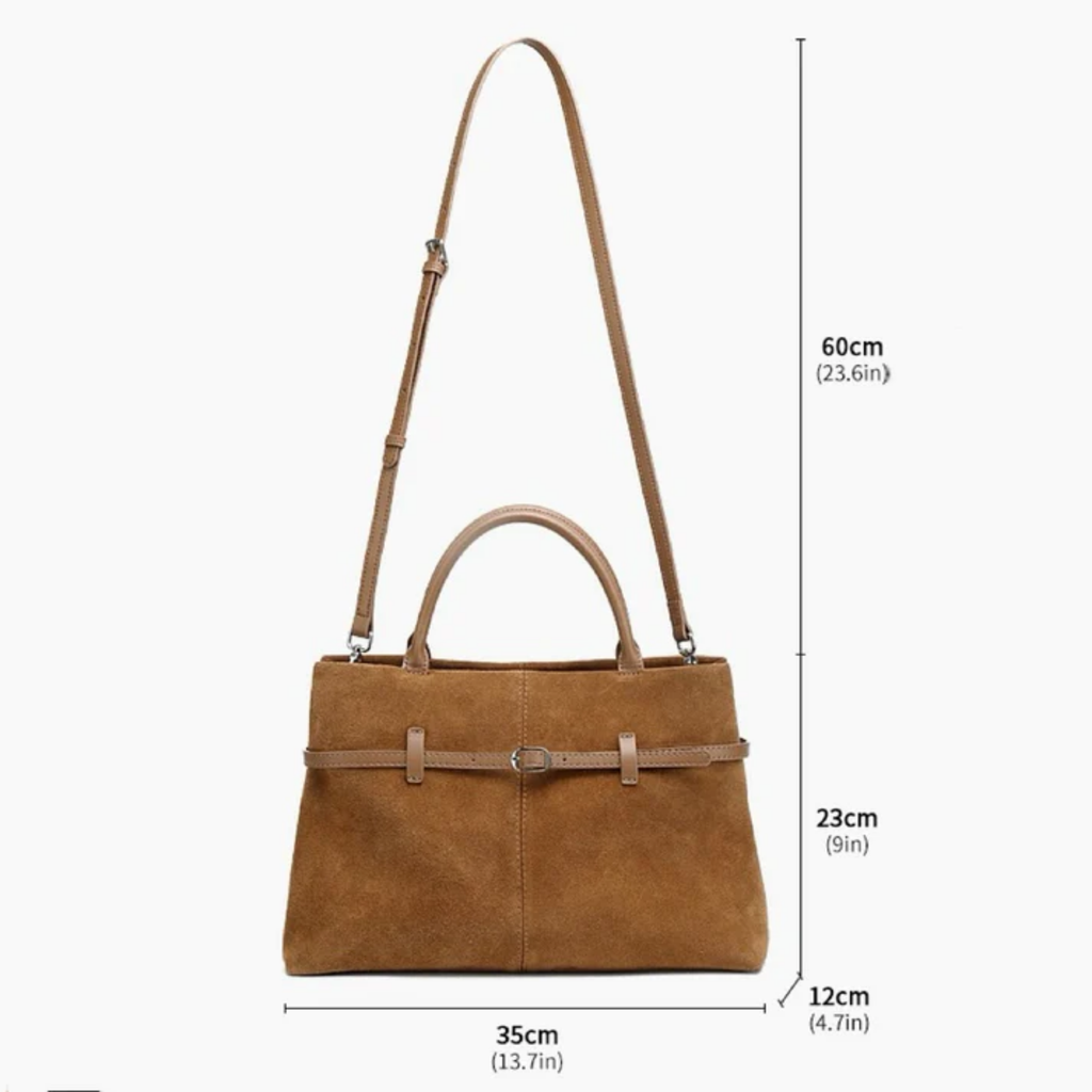 Brown Suede Leather Structured Tote Bag Women UK – Smart Casual Office Wear Everyday Use